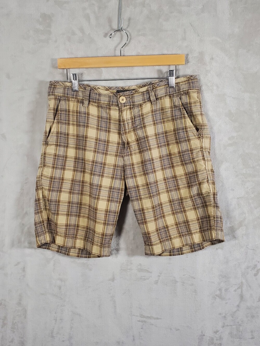 Halsey Mens Shorts Size 32 Brown Plaid Linen Blend Grandpacore Preppy Golf Chino